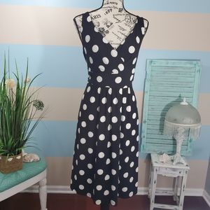 Chaps Black Polka Dot A-line Dress